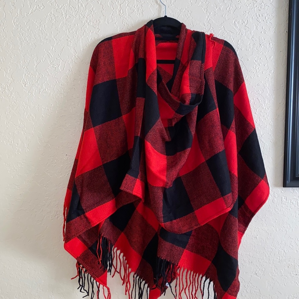 Plaid Poncho One size